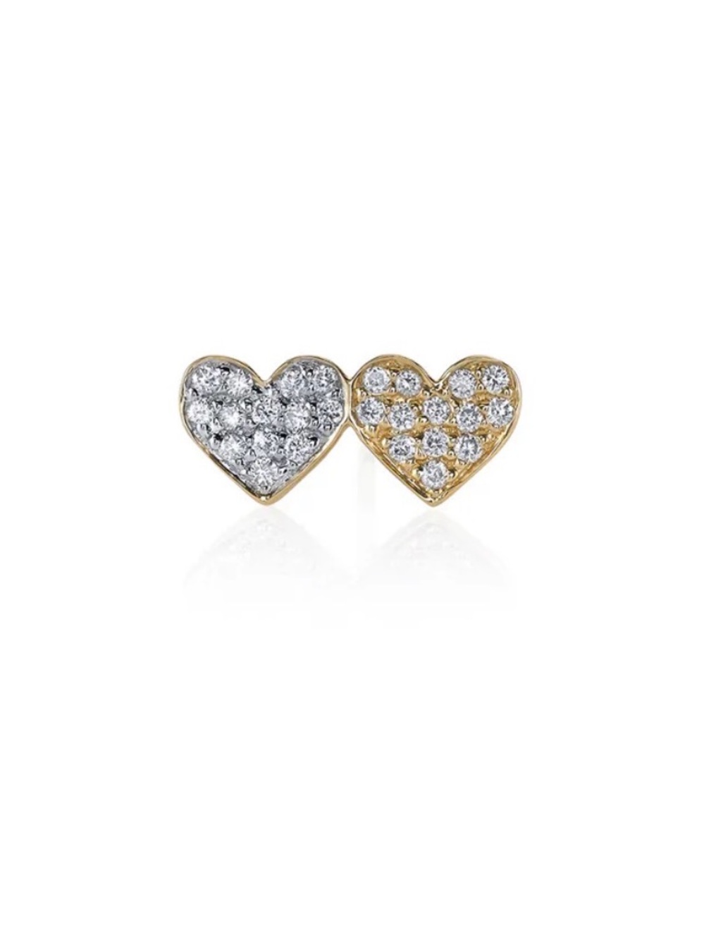 Sydney Evan Heart Stud Earrings with Pavé Diamonds - Gold